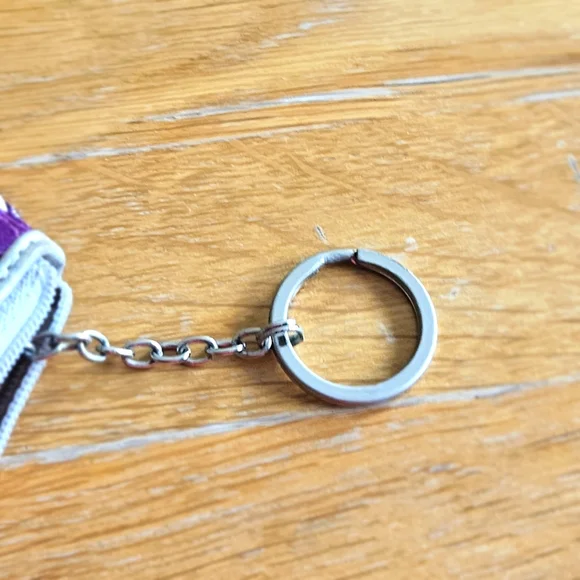 COACH Signature Lurex Optic Glitter Purple & Metallic Silver Key & Card Holder